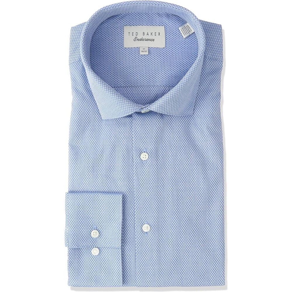 Ted Baker Millin Men's Endurance Blue Button Down Dress Shirt Size Neck 17 34/35